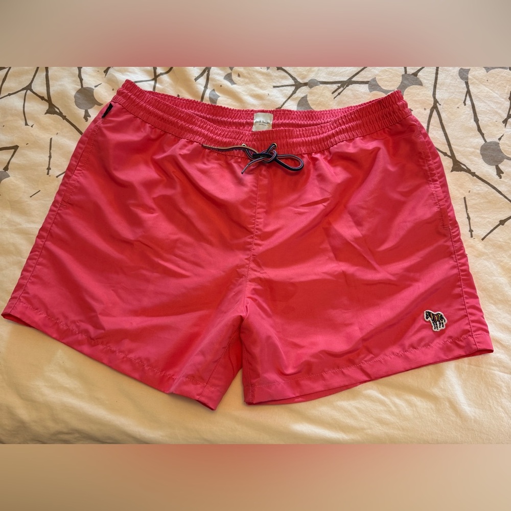 Paul Smith Zebra Logo Hot Pink Swim Trunks XL with Bag No Flaws NWOT